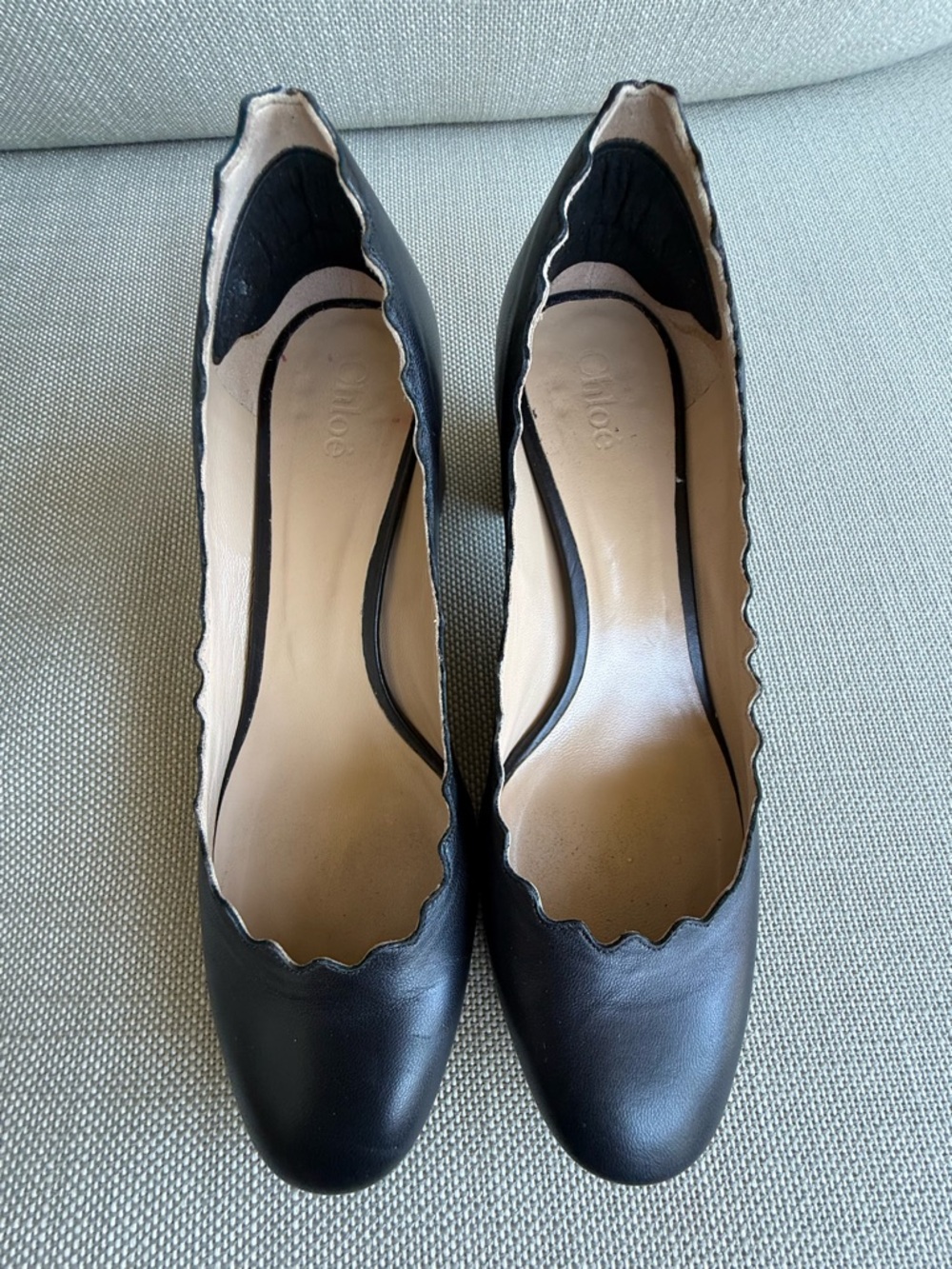 Chloe Black Scalloped Leather Heels